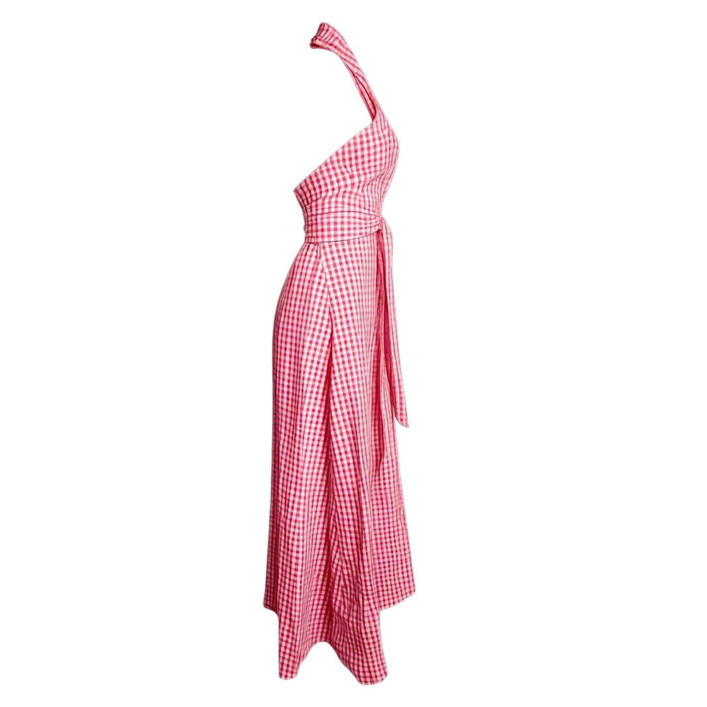Commense Red Gingham Halter Cotton Maxi Dress Small NWT - Picture 4 of 9